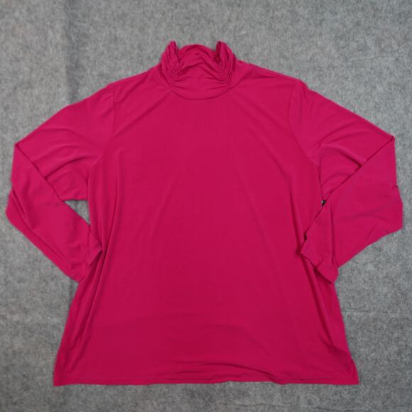 Susan Graver Top Womens 2X Liquid Knit Tunic Stretch Mock Neck Ruched Pink - Picture 1 of 9